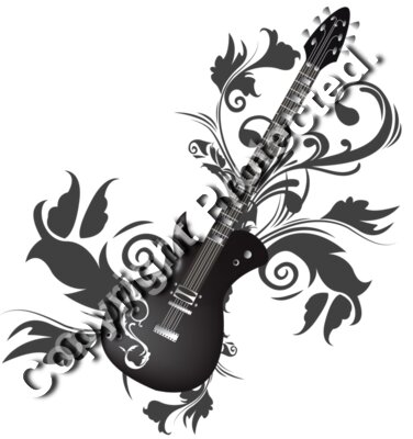 Guitar grey floral
